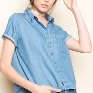 Brandy Melville Peyton Chambray Crop Top